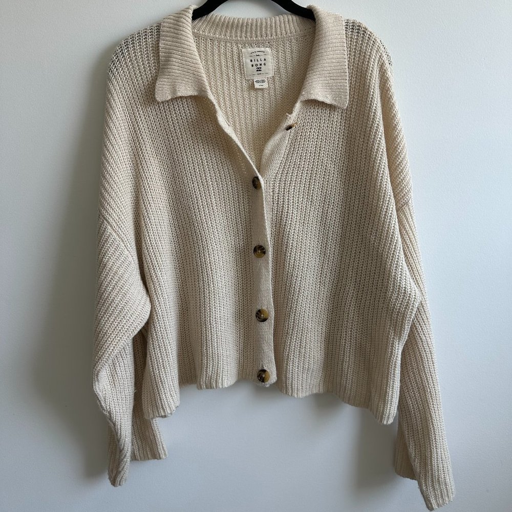 Billabong Cream Button Down Sweater Size L